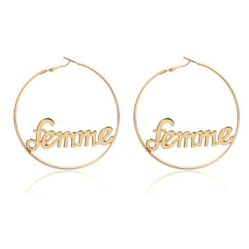 2019 new gold exaggerated earring hoops women FEMME alphabet letter yiwu market products